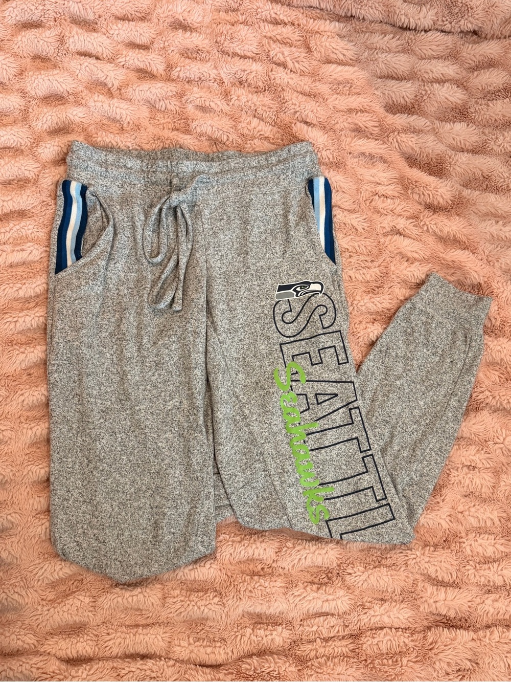 Gray Seattle Seahawks Women's Jogger Sweatpants with Blue and Green Accent